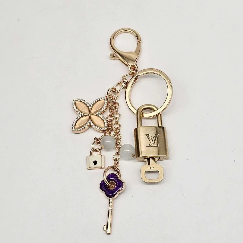 Authentic Louis Vuitton Gold Padlock & Key 🔒 Unbranded Bag Charm Keychain